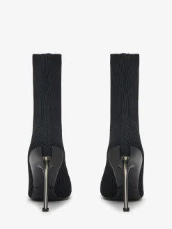 Best Sale Alexander McQueen Women's Slash Knit Boot in Black/Silver