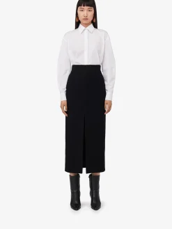 Sale Alexander McQueen Women's Slashed Pencil Skirt in Black
