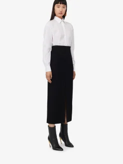 Sale Alexander McQueen Women's Slashed Pencil Skirt in Black