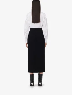 Sale Alexander McQueen Women's Slashed Pencil Skirt in Black