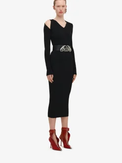 Best Sale Alexander McQueen Women's Slashed Ribbed-knit Jumper in Black