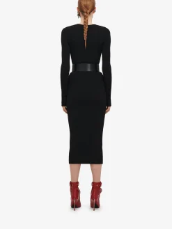 Best Sale Alexander McQueen Women's Slashed Ribbed-knit Jumper in Black