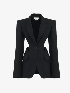 Best Sale Alexander McQueen Women's Slashed Single-breasted Jacket in Black