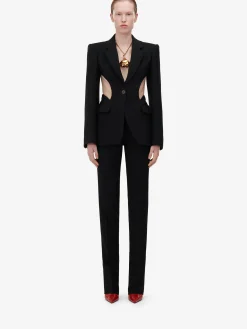 Best Sale Alexander McQueen Women's Slashed Single-breasted Jacket in Black