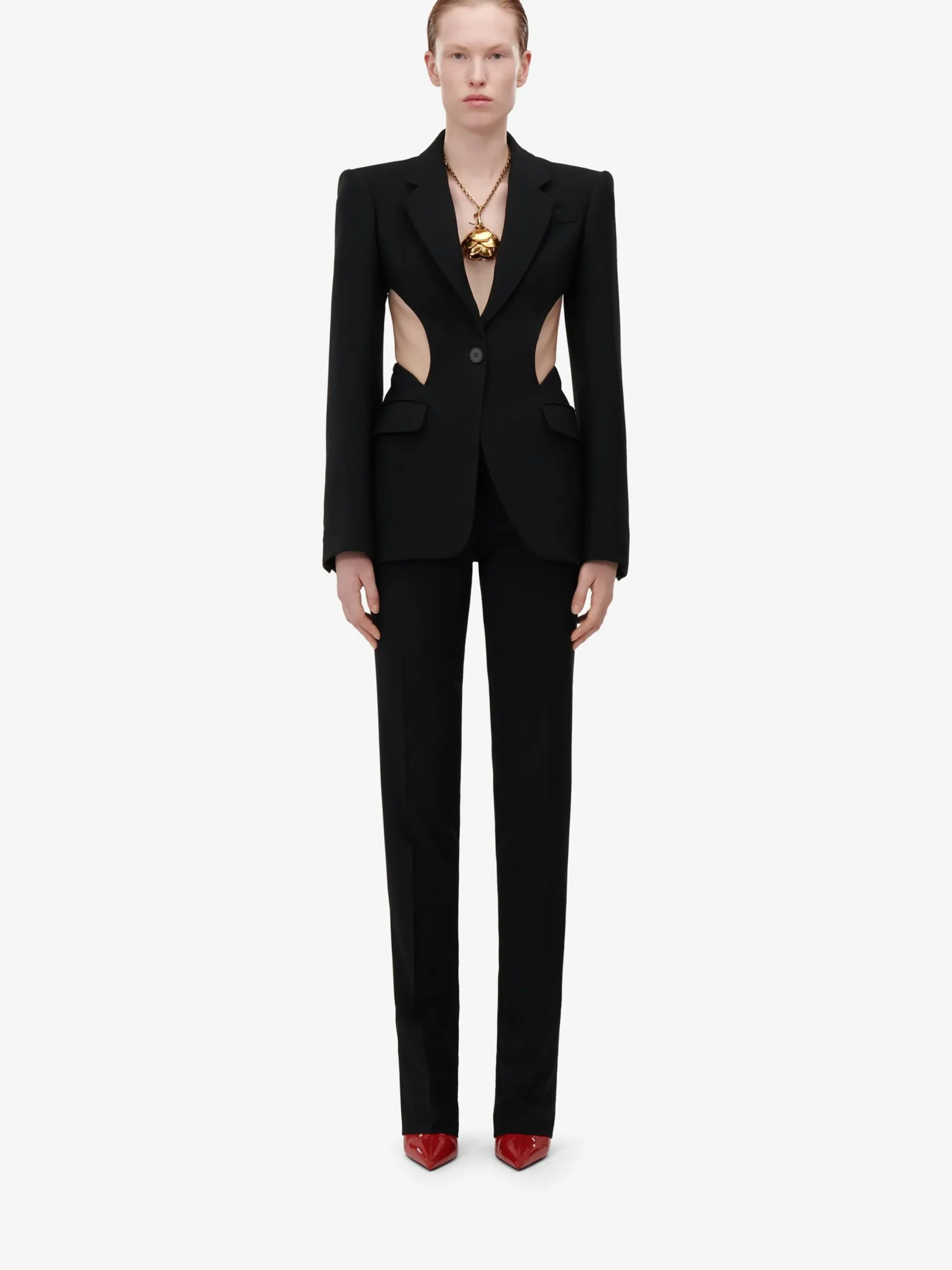 Best Sale Alexander McQueen Women's Slashed Single-breasted Jacket in Black