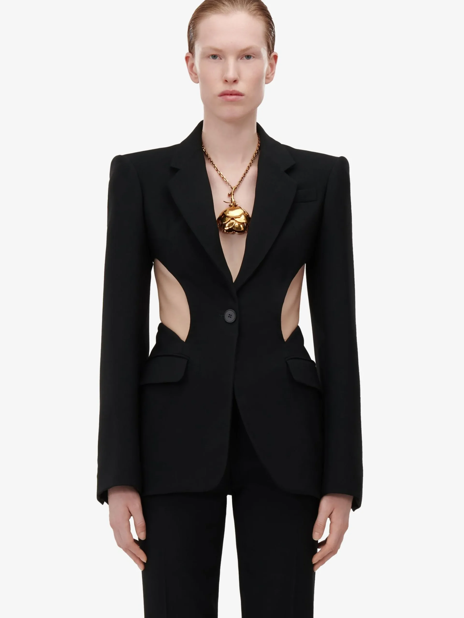 Best Sale Alexander McQueen Women's Slashed Single-breasted Jacket in Black