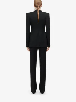 Shop Alexander McQueen Women's Slashed Single-breasted Jacket in Black