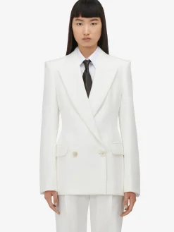 Clearance Alexander McQueen Women's Slim Peg Trousers in Optic White