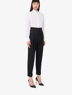 Cheap Alexander McQueen Women's Slim Peg Trousers in Dark Grey Melange