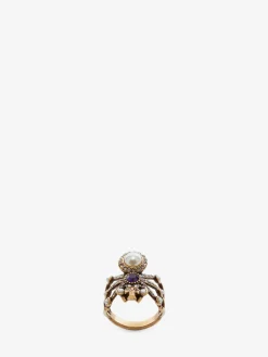 Online Alexander McQueen Women's Spider Ring in Antique Gold