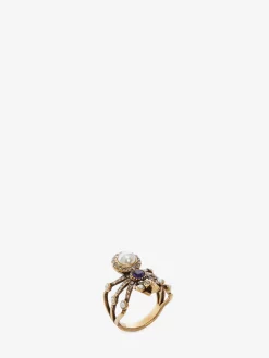 Online Alexander McQueen Women's Spider Ring in Antique Gold
