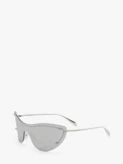 Best Alexander McQueen Women's Spike Studs Cat-eye Mask Sunglasses in Silver