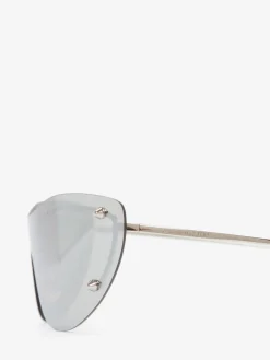 Best Alexander McQueen Women's Spike Studs Cat-eye Mask Sunglasses in Silver