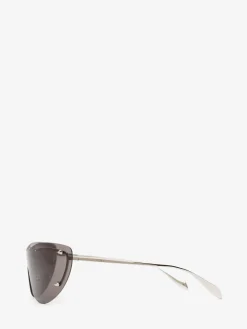 Clearance Alexander McQueen Women's Spike Studs Cat-eye Mask Sunglasses in Smoke/Silver