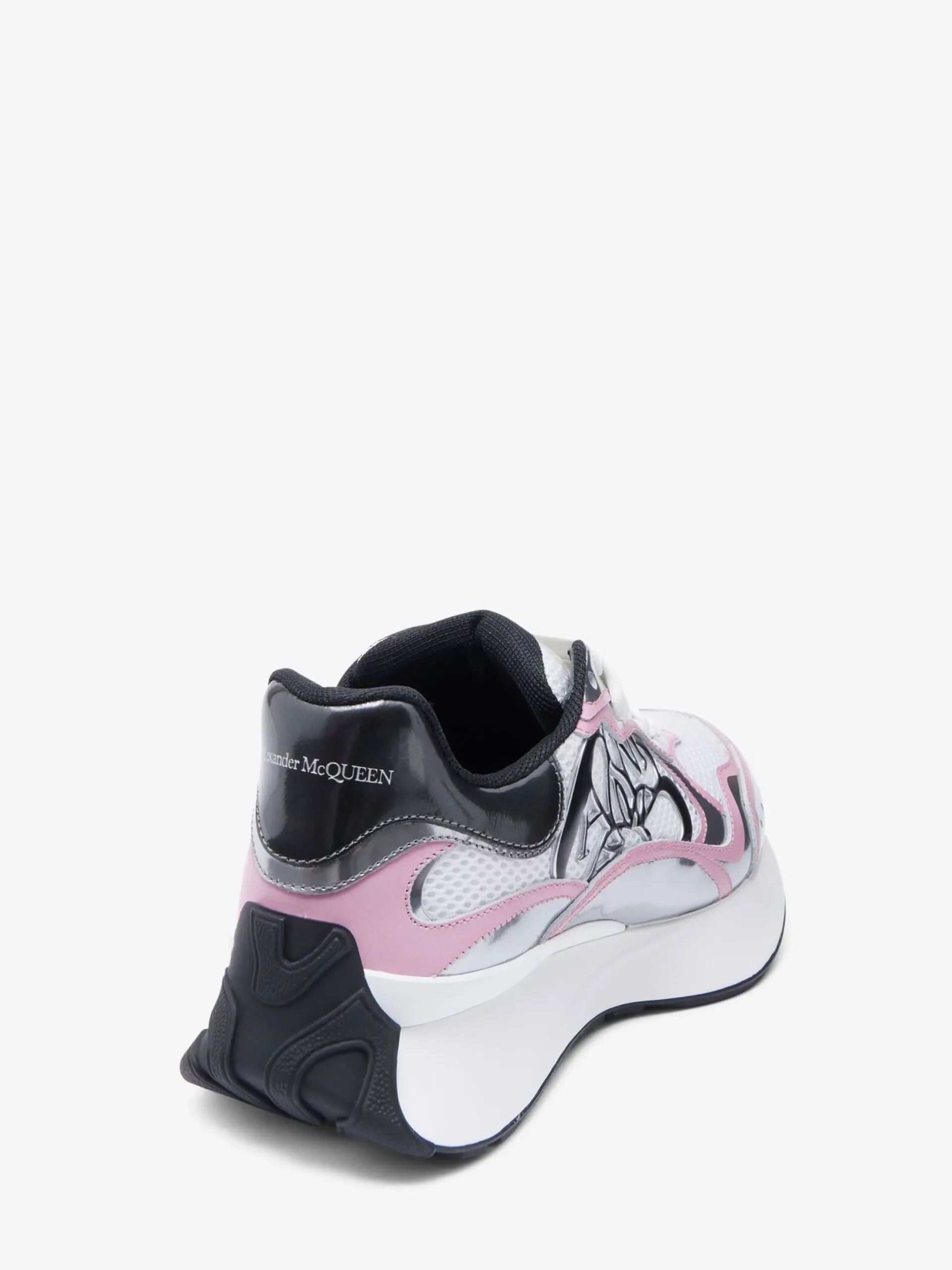 Flash Sale Alexander McQueen Women's Sprint Runner in White/Pale Pink/Black/Silver