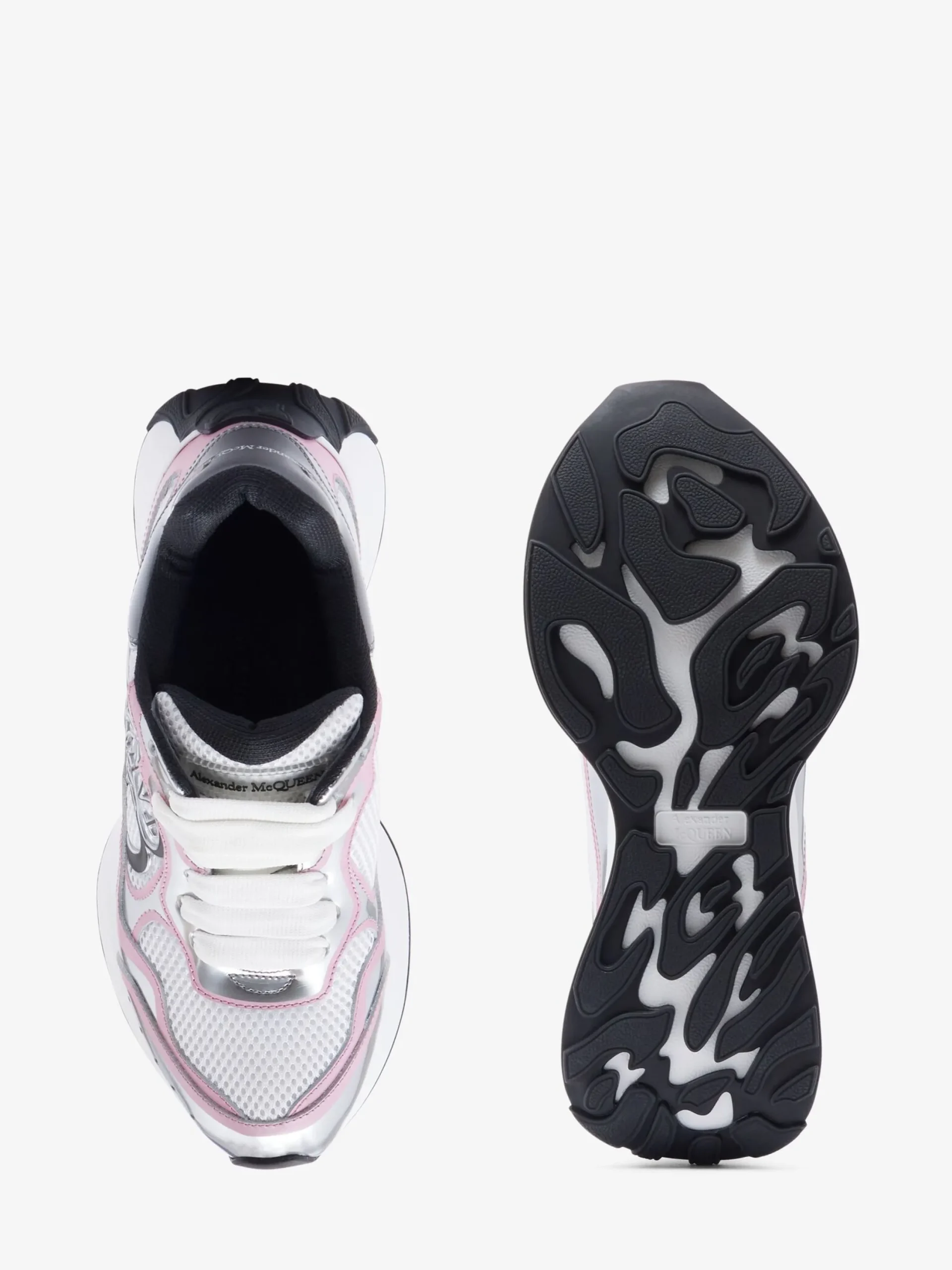 Flash Sale Alexander McQueen Women's Sprint Runner in White/Pale Pink/Black/Silver