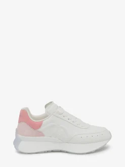 Clearance Alexander McQueen Women's Sprint Runner in White/Coral/ Powder Pink