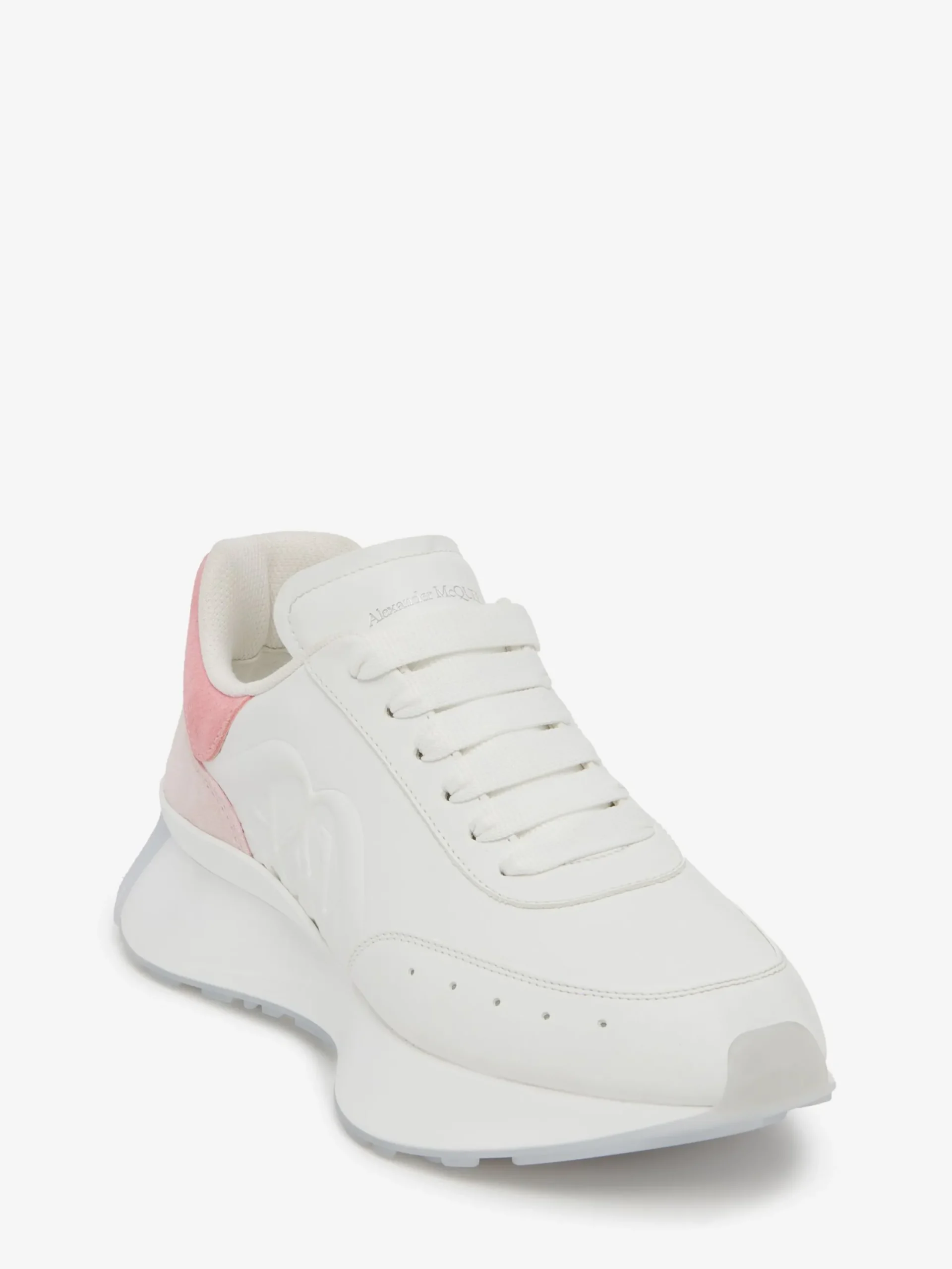 Clearance Alexander McQueen Women's Sprint Runner in White/Coral/ Powder Pink