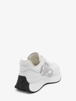 Cheap Alexander McQueen Women's Sprint Runner in White/Silver/Black