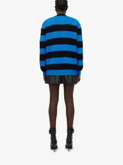 Clearance Alexander McQueen Women's Striped Cardigan in Lapis Blue/Black