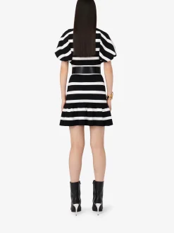 Store Alexander McQueen Women's Striped Cocoon Jumper in Black/Ivory