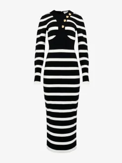 Cheap Alexander McQueen Women's Striped Pencil Dress in Black/Ivory