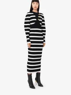 Cheap Alexander McQueen Women's Striped Pencil Dress in Black/Ivory