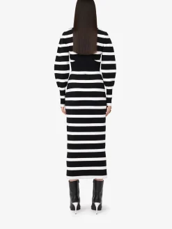 Cheap Alexander McQueen Women's Striped Pencil Dress in Black/Ivory