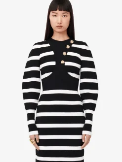 Cheap Alexander McQueen Women's Striped Pencil Dress in Black/Ivory