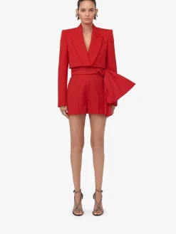 Outlet Alexander McQueen Women's Tailored Bow Shorts in Lust Red