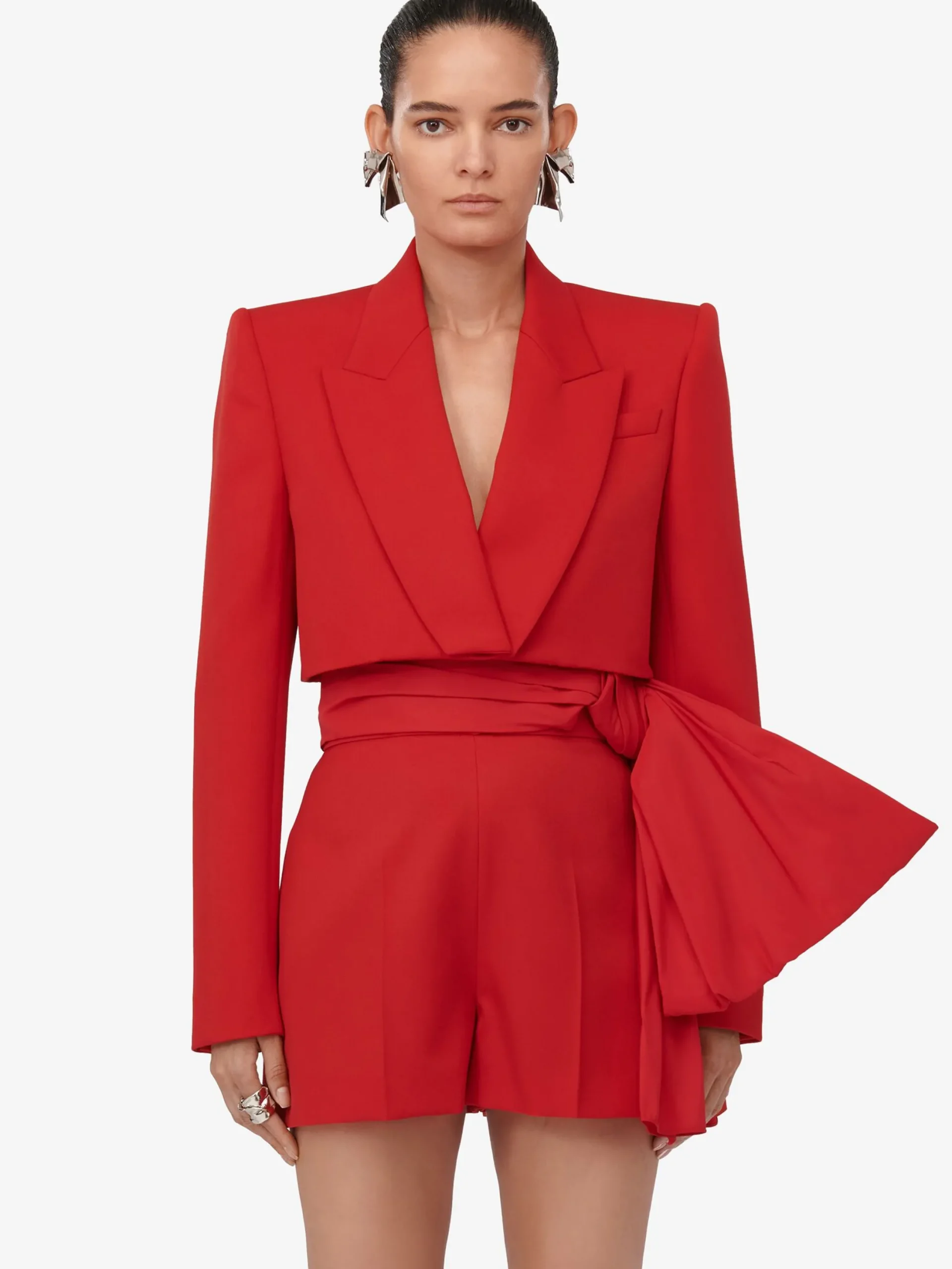 Outlet Alexander McQueen Women's Tailored Bow Shorts in Lust Red