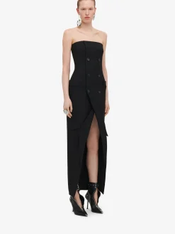 New Alexander McQueen Women's Tailored Bustier Dress in Black