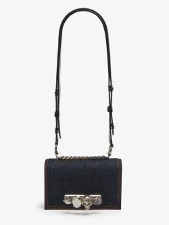 Best Alexander McQueen Women's The Biker Mini Jewelled Satchel in Denim