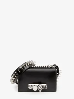 Shop Alexander McQueen Women's The Biker Studded Mini Jewelled Satchel in Black