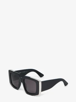 Cheap Alexander McQueen Women's The Grip Geometrical Sunglasses in Black/Smoke