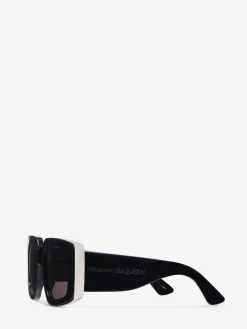 Cheap Alexander McQueen Women's The Grip Geometrical Sunglasses in Black/Smoke