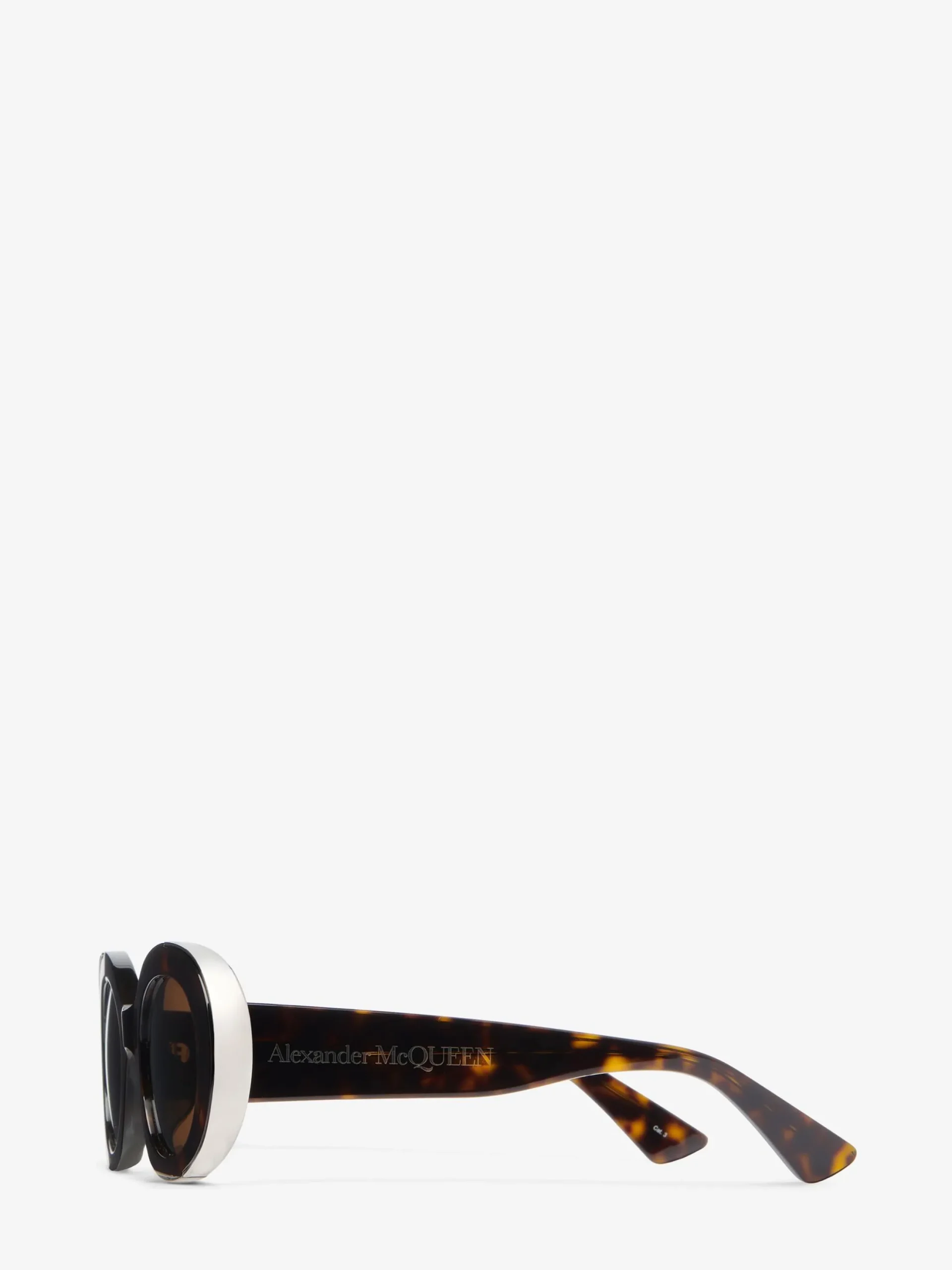 Online Alexander McQueen Women's The Grip Oval Sunglasses in Havana/Brown