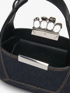 Discount Alexander McQueen Women's The Jewelled Hobo Bag in Denim