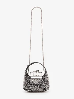 New Alexander McQueen Women's The Jewelled Hobo Mini Bag in Black