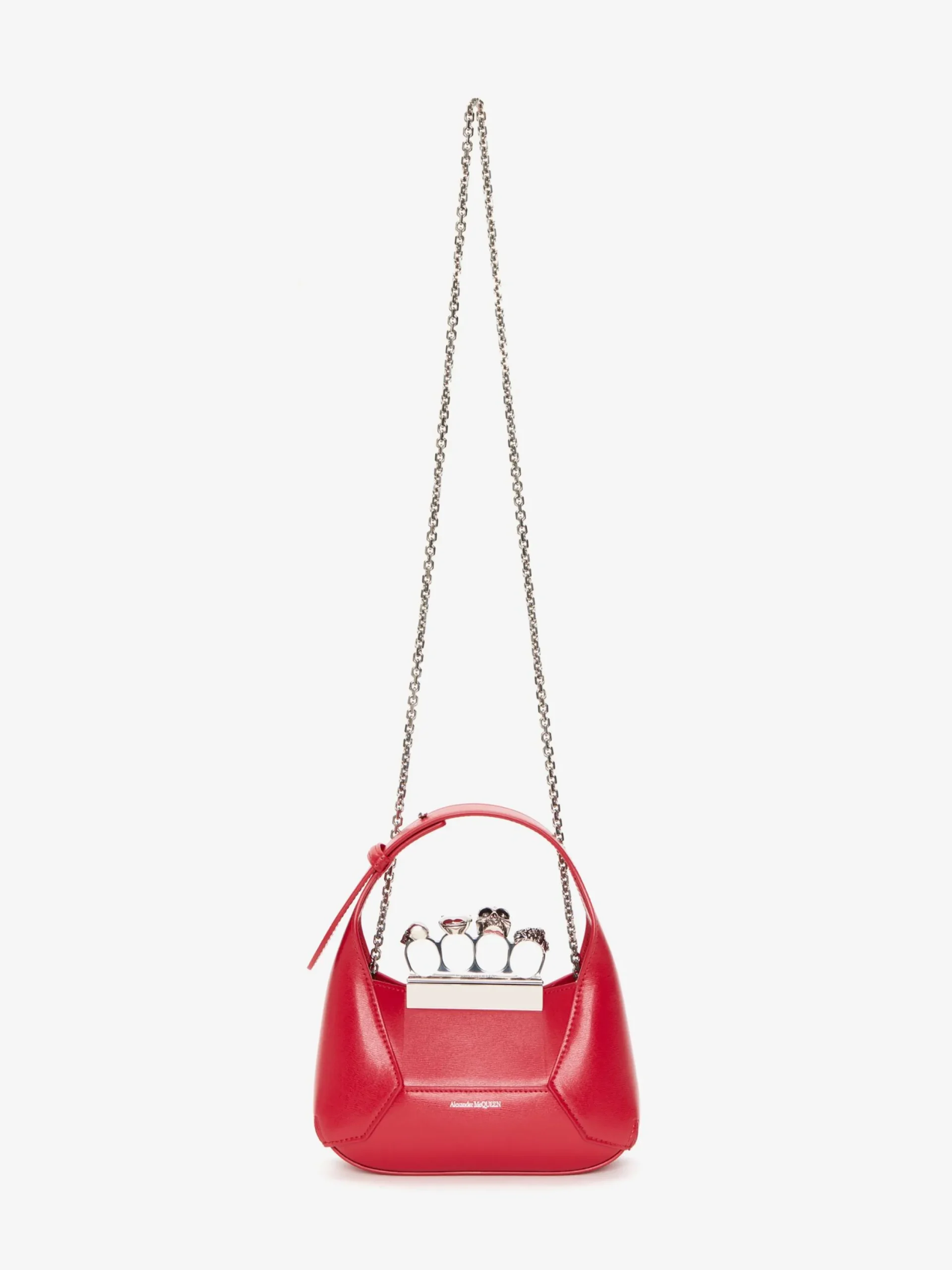 Store Alexander McQueen Women's The Jewelled Hobo Mini Bag in Welsh Red