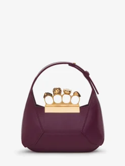 Shop Alexander McQueen Women's The Jewelled Hobo Mini Bag in Burgundy