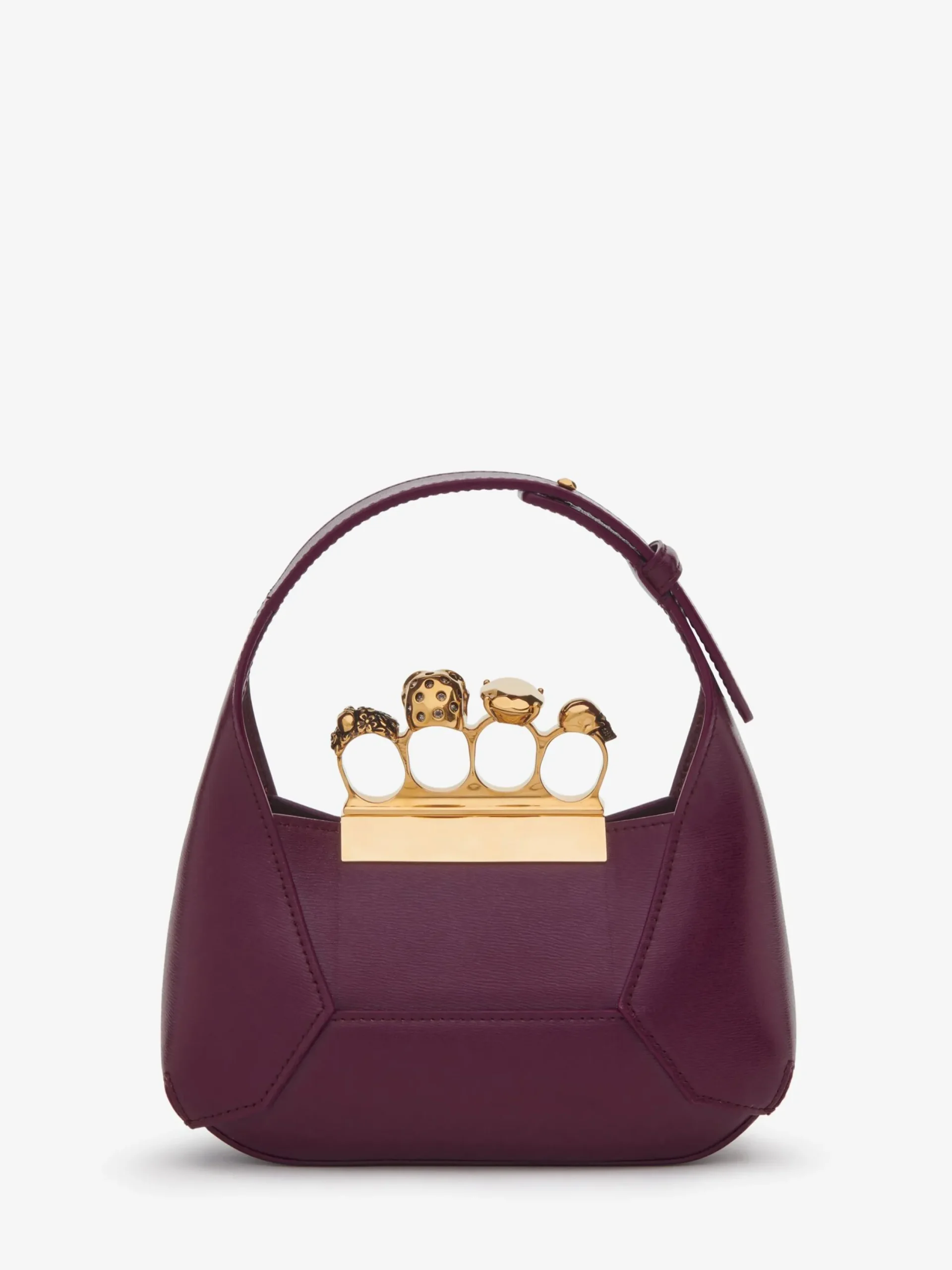 Shop Alexander McQueen Women's The Jewelled Hobo Mini Bag in Burgundy