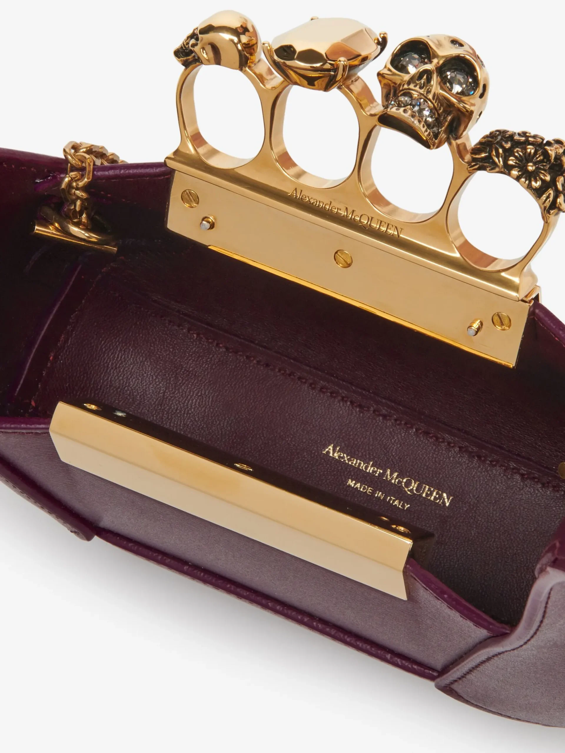 Shop Alexander McQueen Women's The Jewelled Hobo Mini Bag in Burgundy