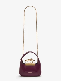 Shop Alexander McQueen Women's The Jewelled Hobo Mini Bag in Burgundy