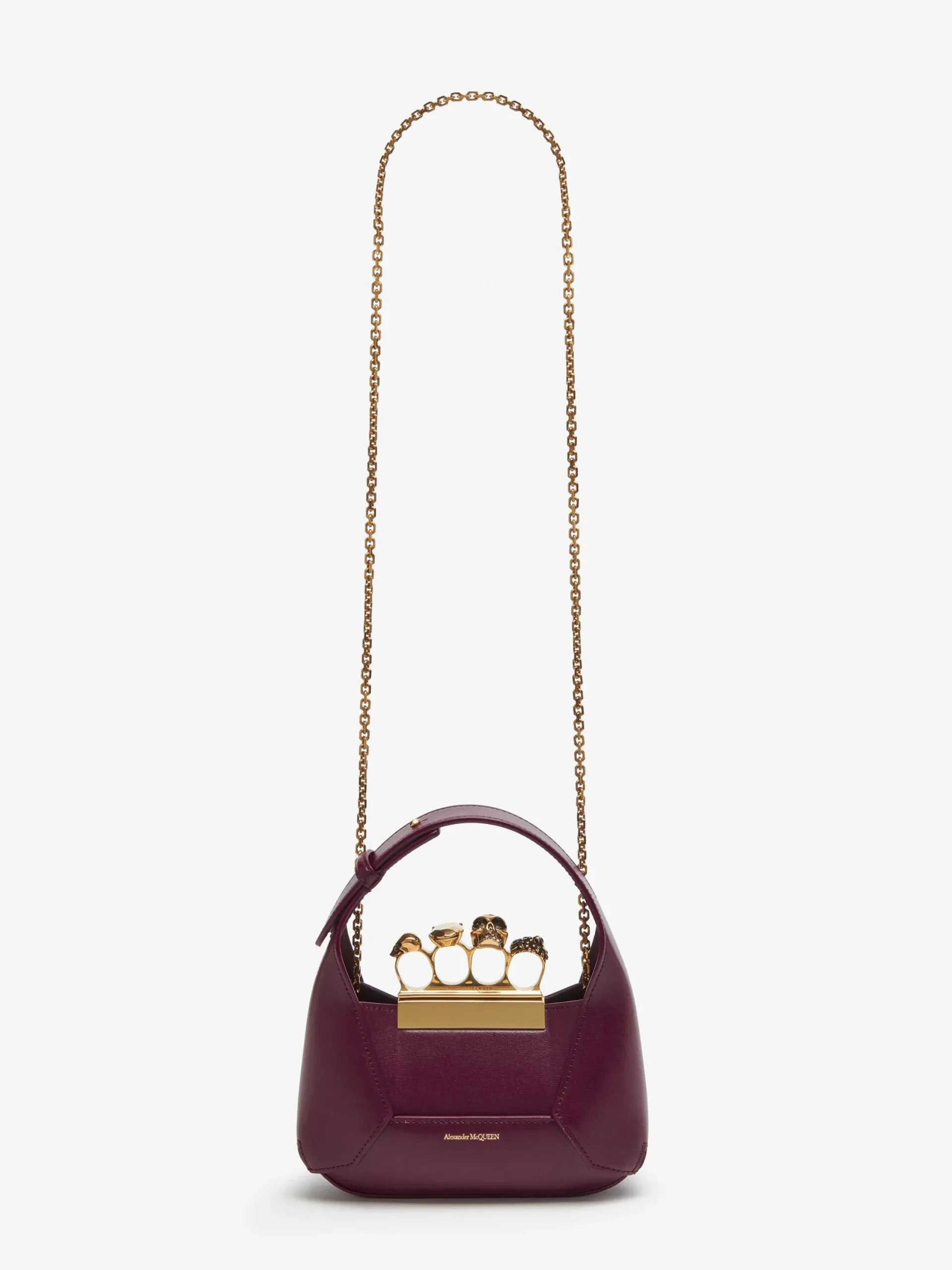 Shop Alexander McQueen Women's The Jewelled Hobo Mini Bag in Burgundy