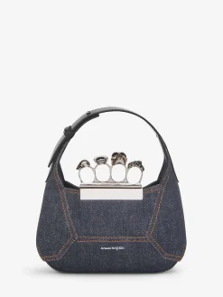 Best Sale Alexander McQueen Women's The Jewelled Hobo Mini Bag in Denim