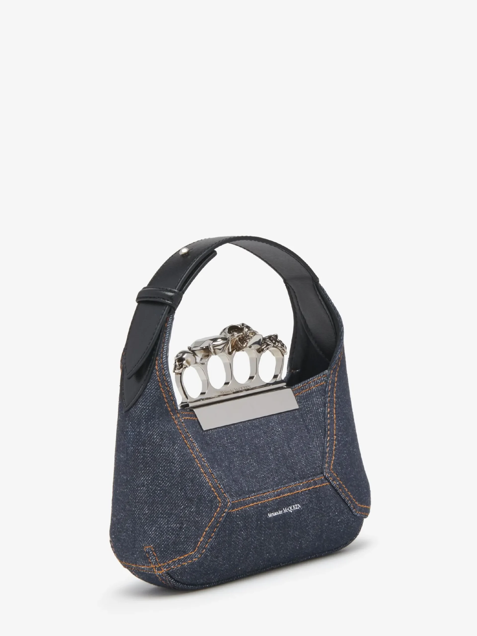 Best Sale Alexander McQueen Women's The Jewelled Hobo Mini Bag in Denim