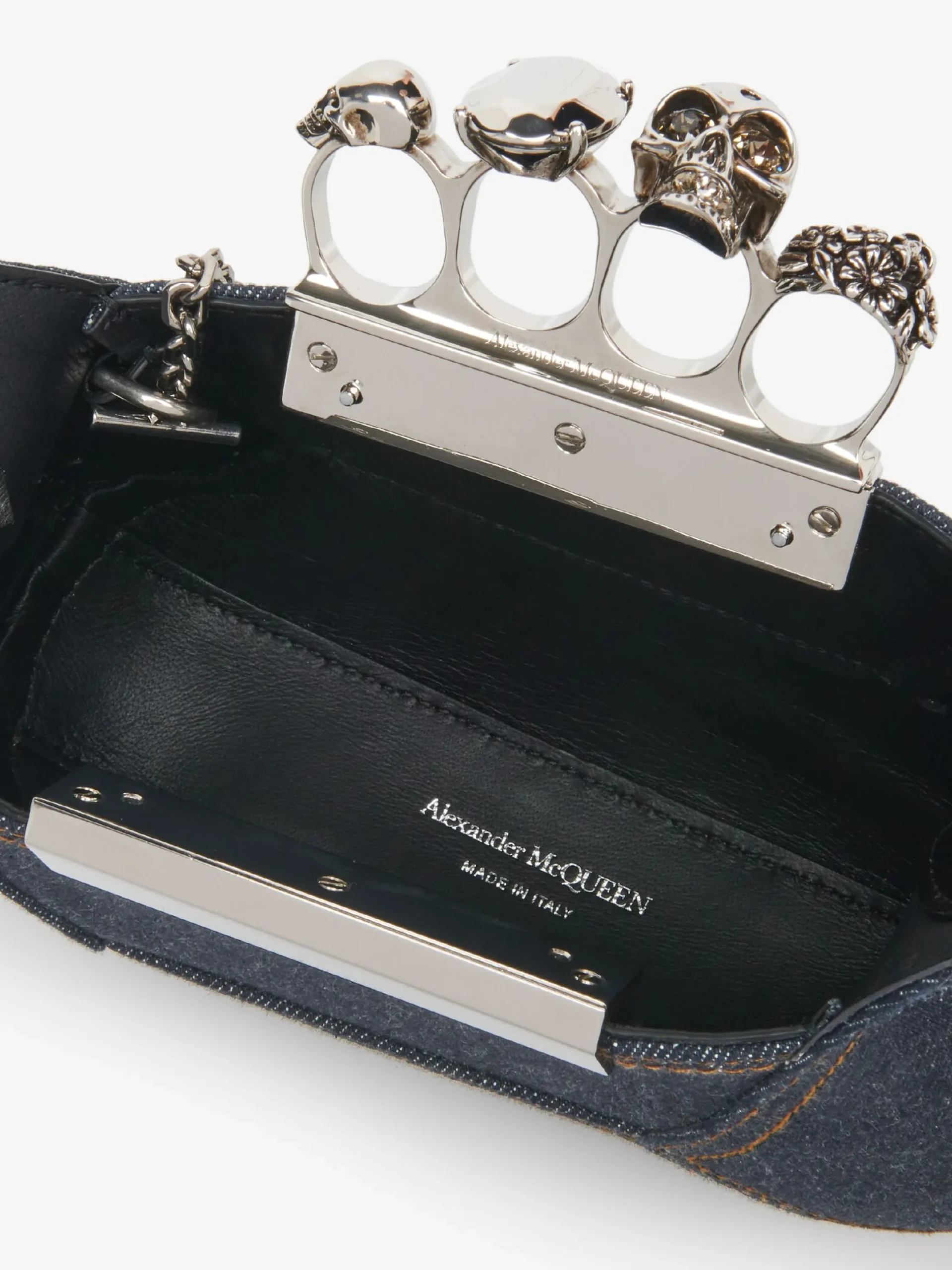 Best Sale Alexander McQueen Women's The Jewelled Hobo Mini Bag in Denim