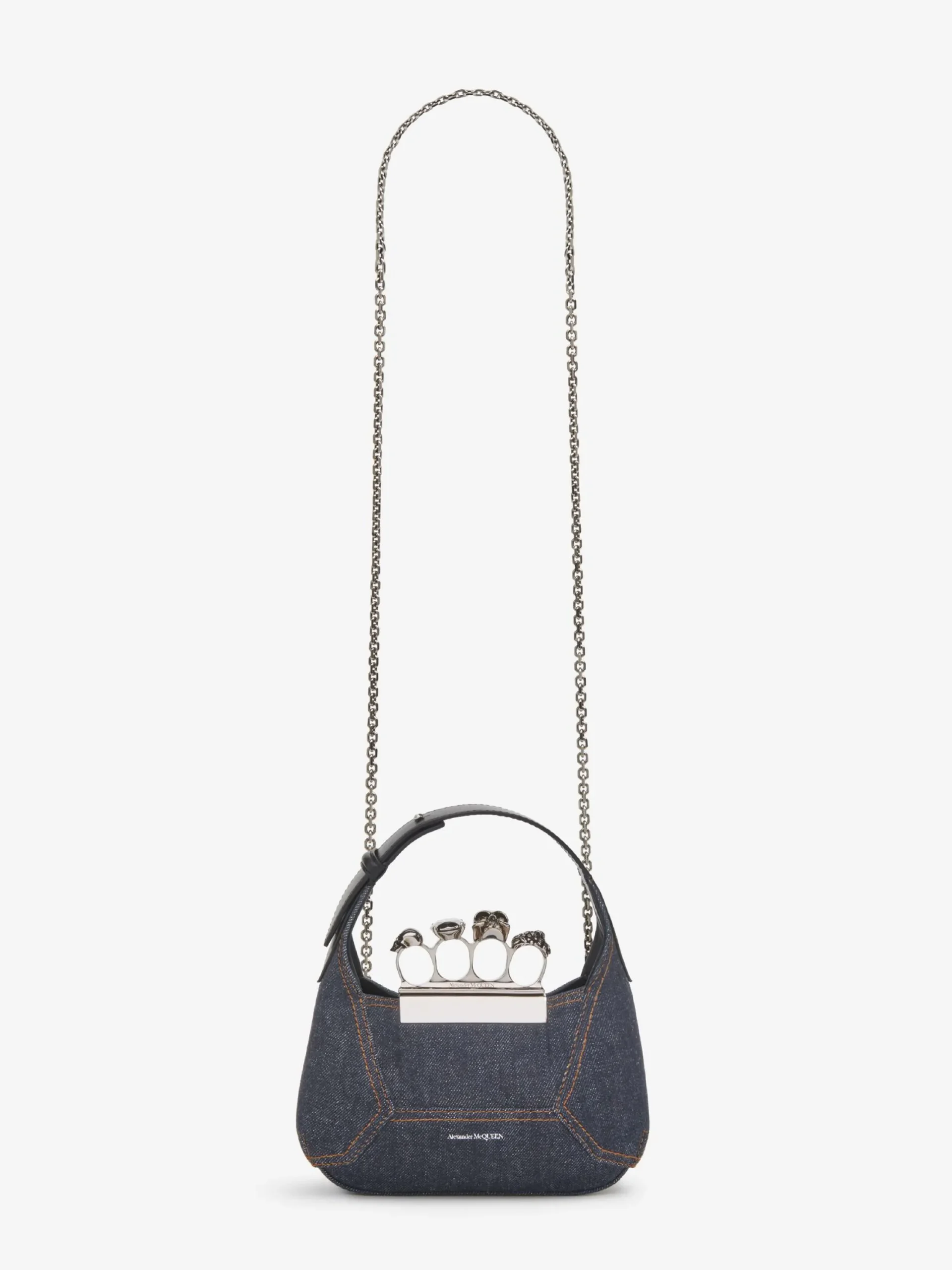 Best Sale Alexander McQueen Women's The Jewelled Hobo Mini Bag in Denim