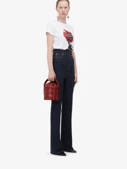 Best Alexander McQueen Women's The Rise Bucket in Dark Red